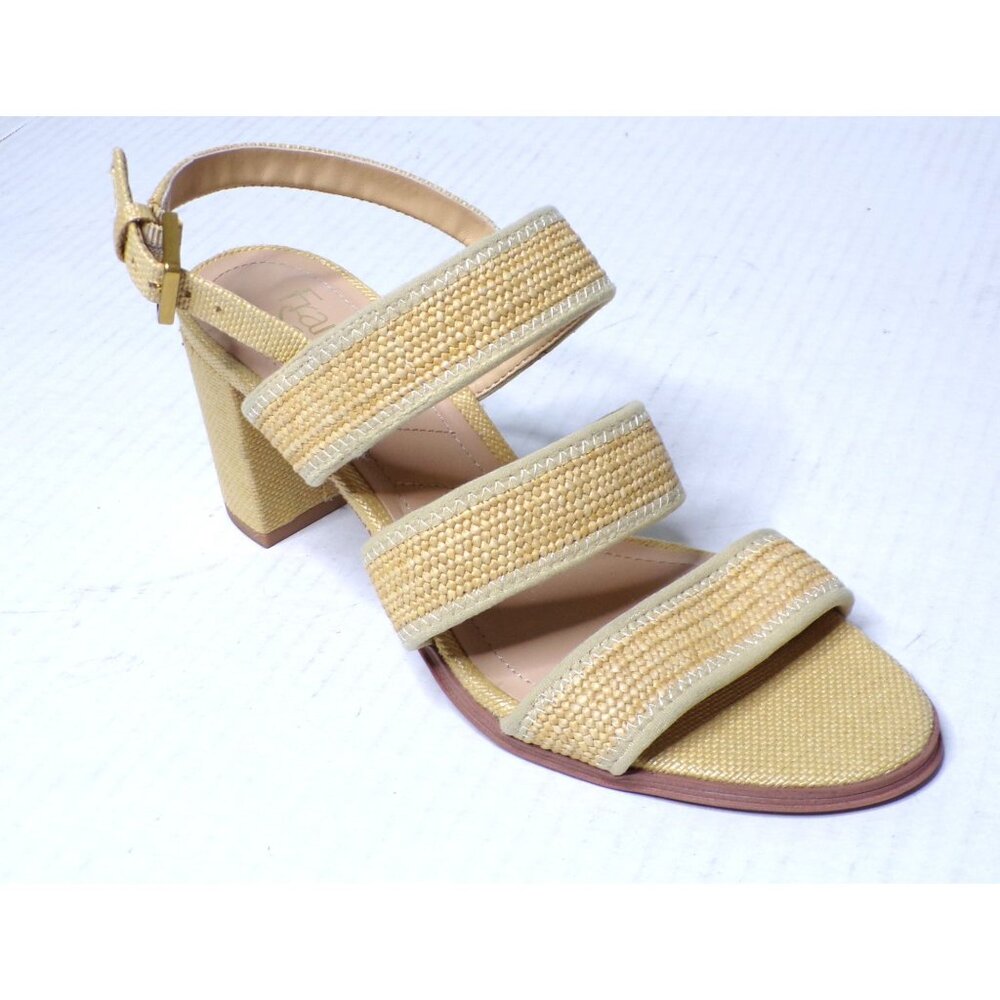 🆕FRANCO SARTO Buco Raffia Heeled Sandal Comfortable Cushioned Shoes Beige 9 - Picture 8 of 10